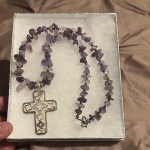 Amethyst Cross Pendant Necklace